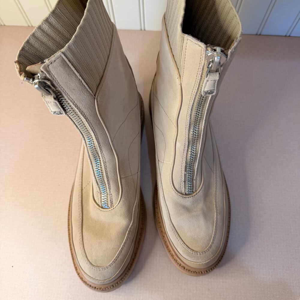 Sam Edelman Leone Lug Sole Chelsea Boot - Sesame Tan Zip Up- Size 8.5 - Picture 4 of 7